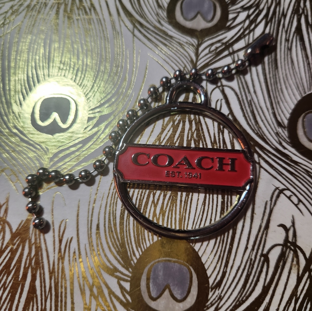 Coach Red and Silver Keychain